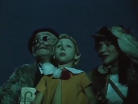 Кадр из фильма "Приключения Буратино", 1975. Буратино и мошенники — Лиса Алиса и Кот Базилио